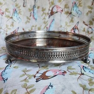 Vintage Sheffield Silver Plated Wood Grain Formica Bar Cocktail Tray MCM Vintage